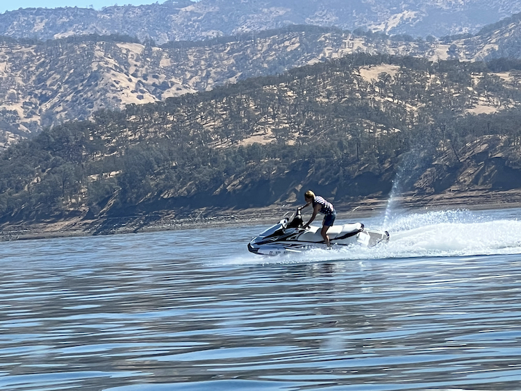 Man riding a waverunner in Lake Berryessa