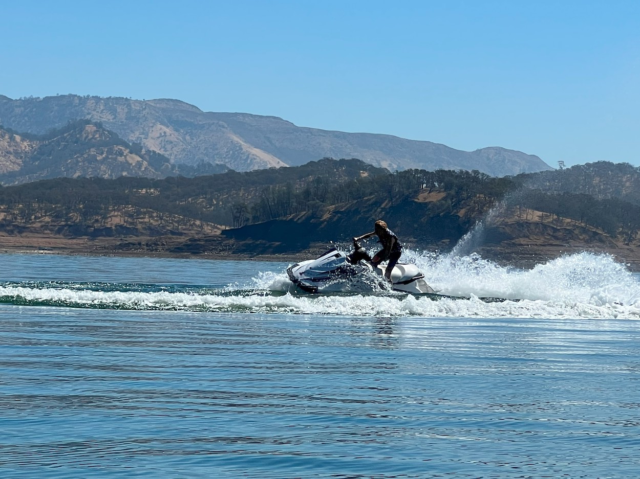 Man riding a waverunner in Lake Berryessa